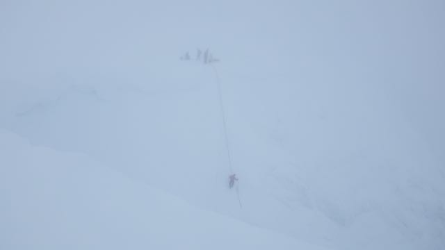 Climbers descending Easy Gully, Aonach Mor.