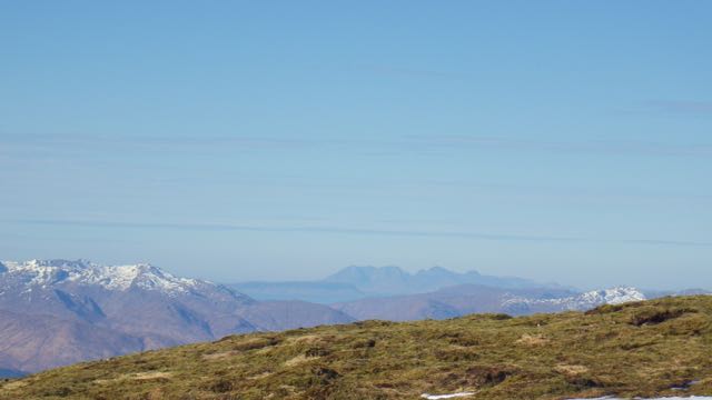 Less snow to the West. Eigg and Rum in the distance.