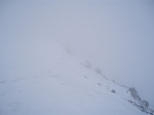 Not much visibility today on Aonach Mor.