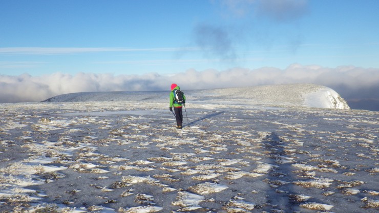 Walking on the icy plateau.