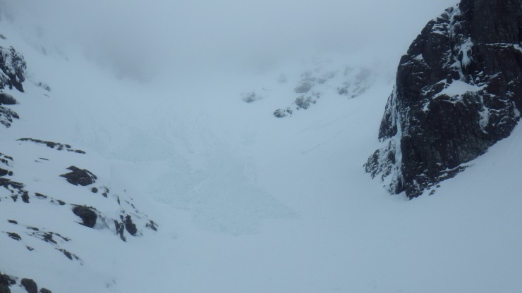 Avalanche debris below Number Three Gully
