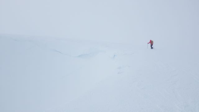 Droopy cornices above Easy Gully, Aonach Mor.