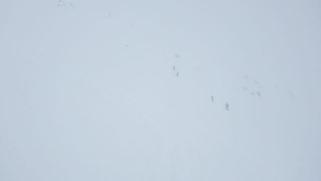 Coire Dubh was busy with skiers despite the lack of visibility.