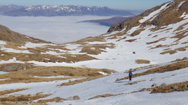 Cloud in the valley from an overnight temperature inversion.