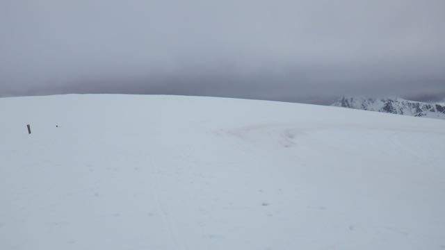 Still a good cover of snow at plateau level on Aonach Mor.