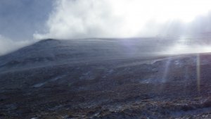 Windy and wintry on Aonach Mor.