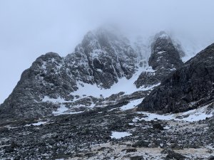 A very light dusting of new snow