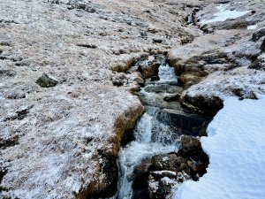 A very light dusting of new snow