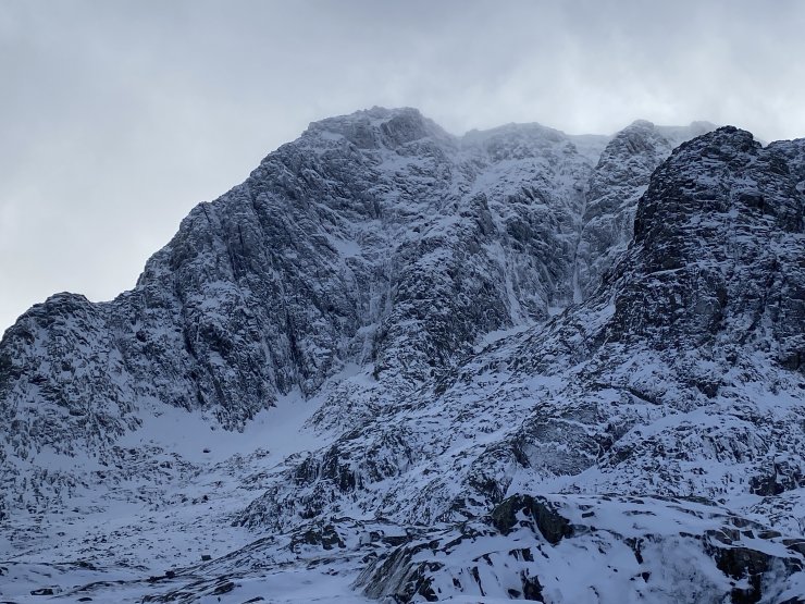 Ben Nevis, a close up of Observatory Ridge and Orion face.