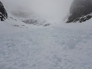 Avalanche debris from the recent mild spell